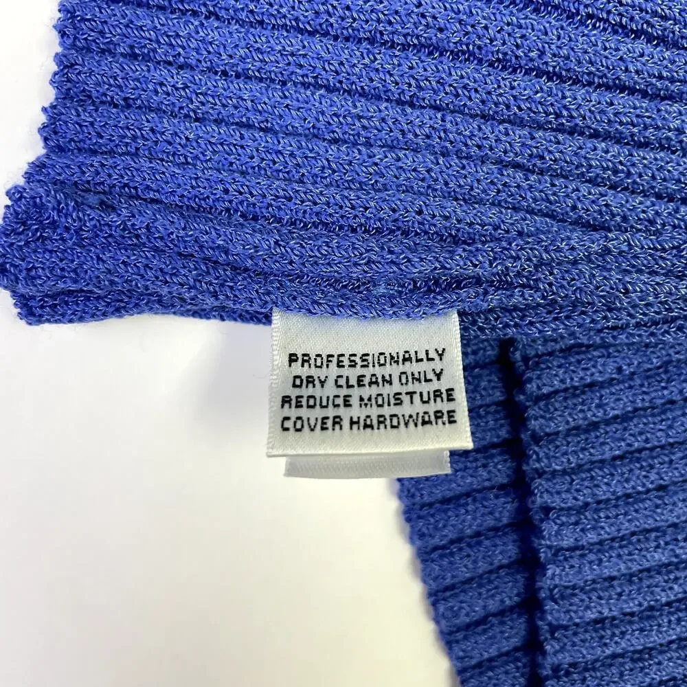 St John Sport by Marie Gray Blue Ribbed Knit Halter Tank Top S Striped - Picture 16 of 16